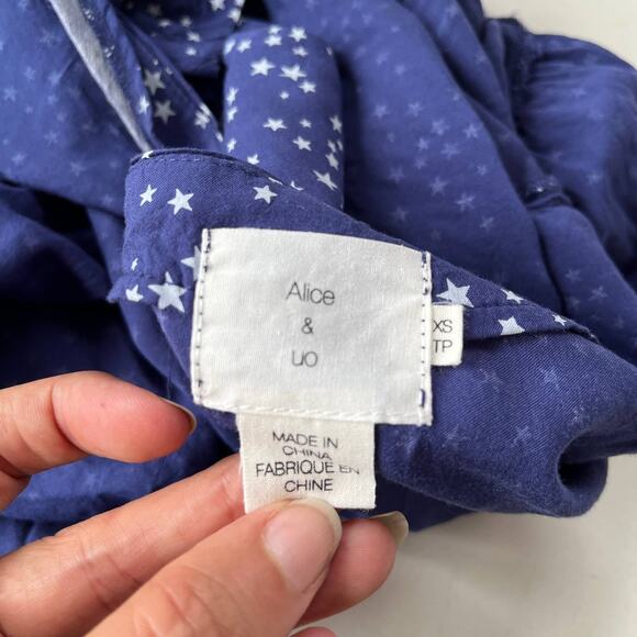 Alice & UO Peplum Womens Top Sz XS Celestial Whimsigoth Babydoll Americana Stars - Picture 9 of 11